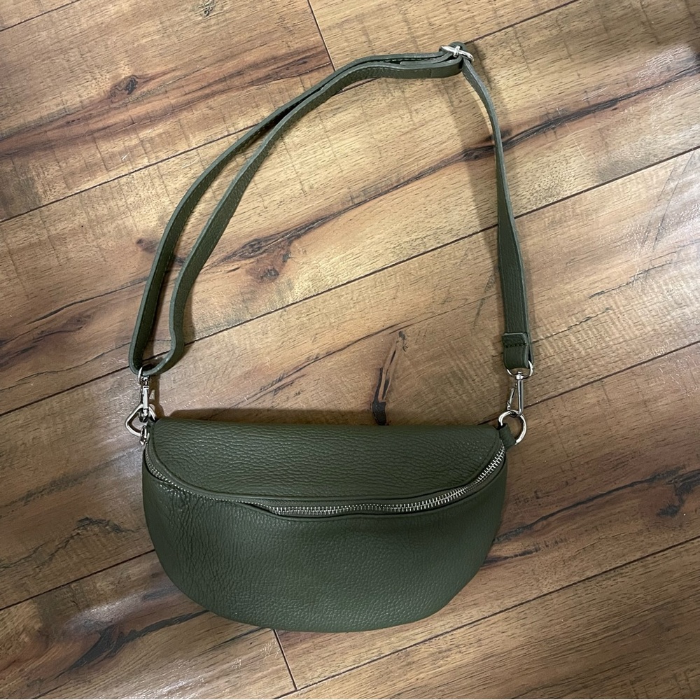 Italian Leather Olive Fanny Pack